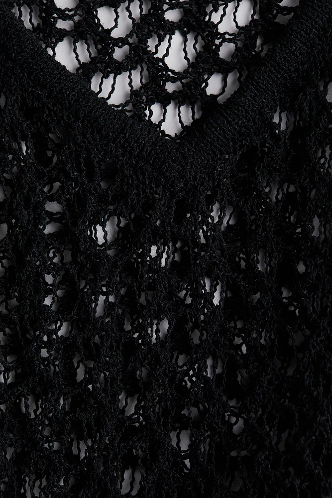 Hole-Knit Mini Beach Dress