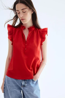 Linen-Blend Blouse