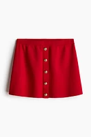 Button-Front Fine-Knit Skirt