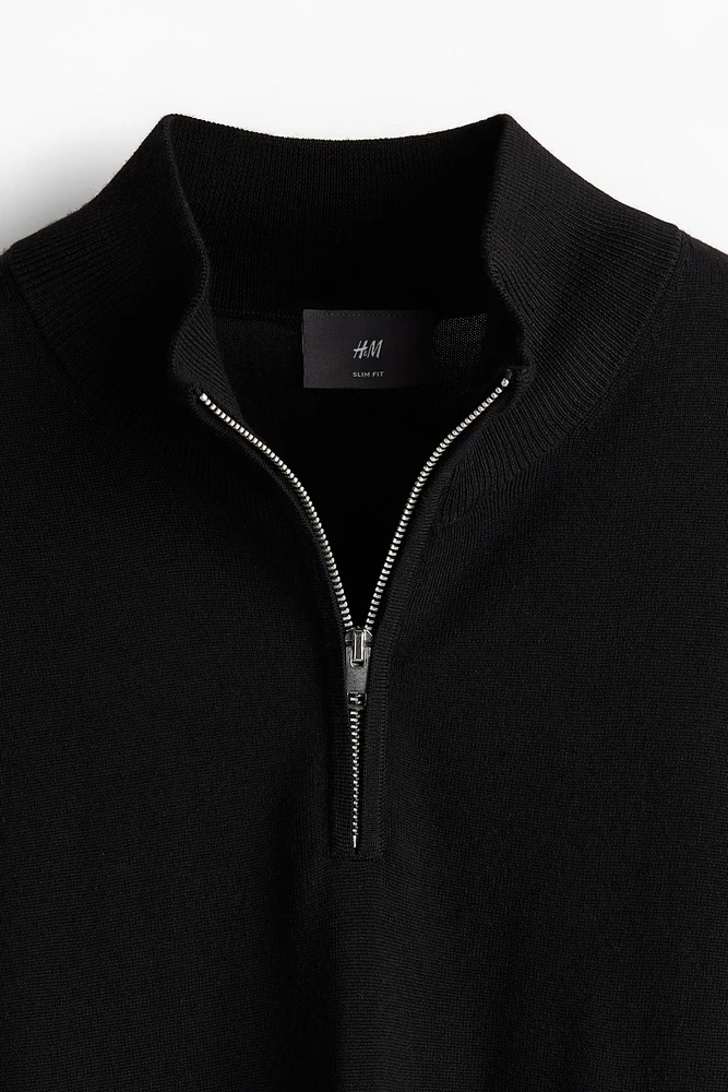 Slim Fit Half-Zip Merino Wool Sweater