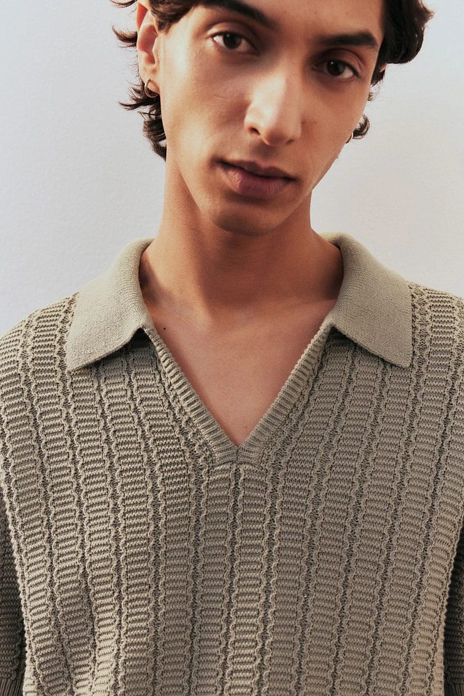 Regular-Fit Textured-Knit Polo Shirt