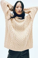 Wool-Blend Cable-Knit Sweater