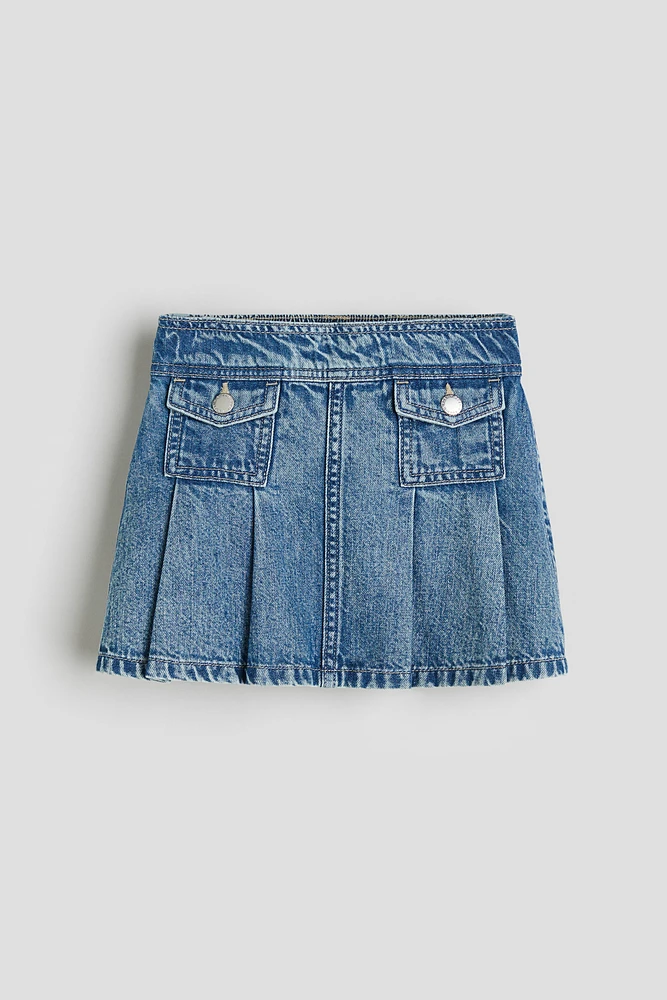 Pleated Denim Skirt