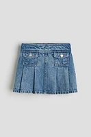 Pleated Denim Skirt