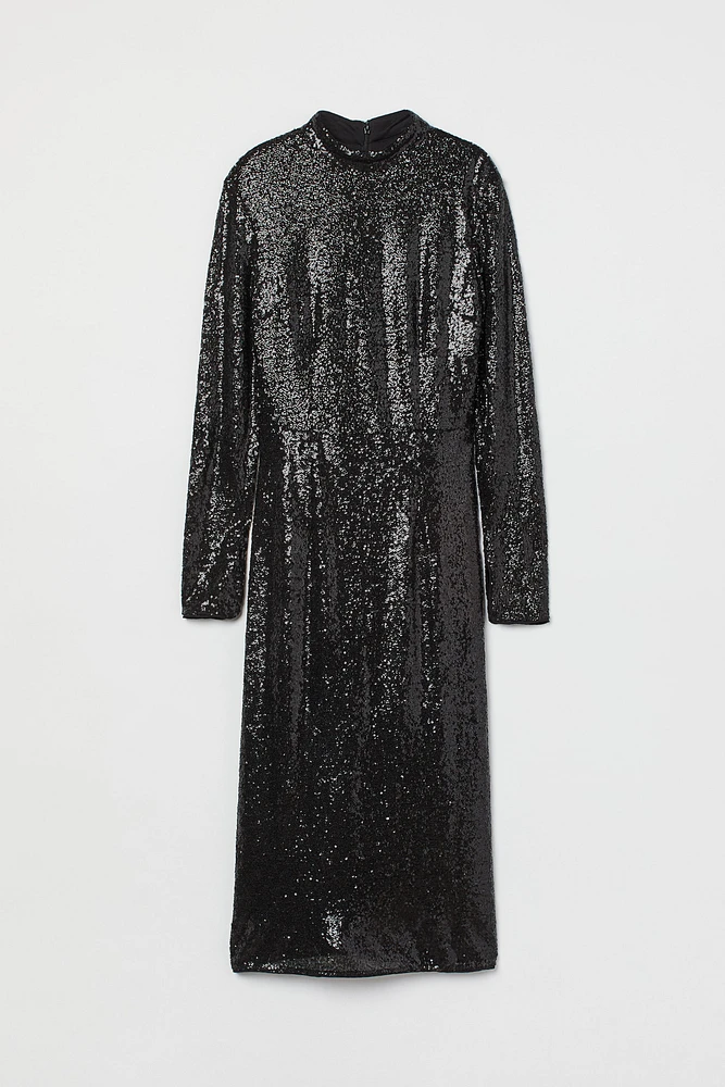 Calf-length Sequined Dress