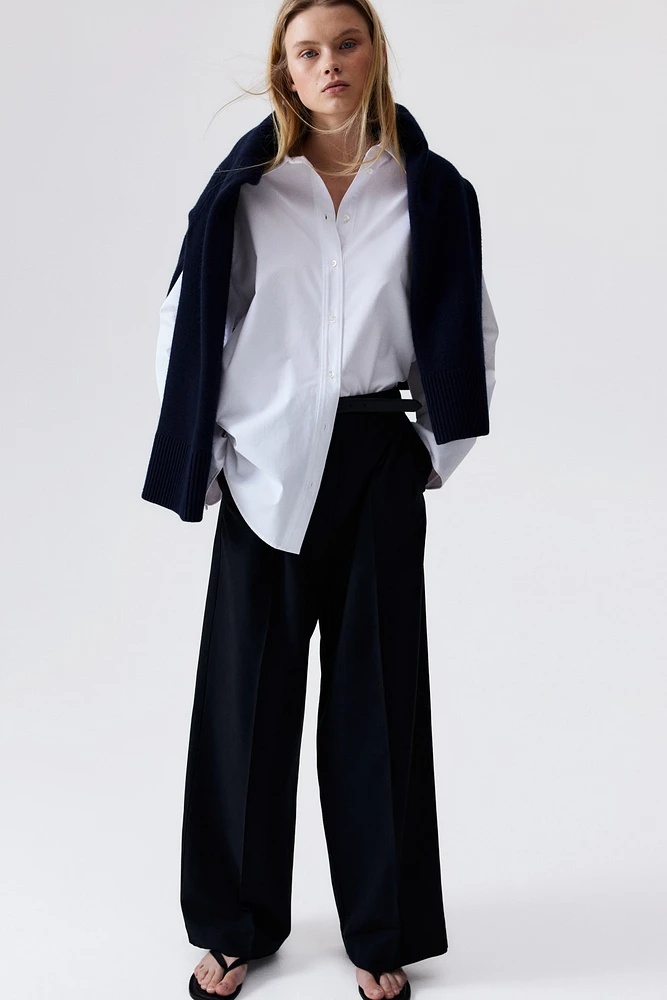 Pantalon large en lin mélangé