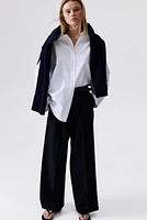 Wide-Leg Linen-Blend Pants