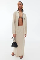 Frayed-edge Linen-blend Skirt