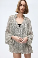 Ruffle-trimmed Crêped Blouse