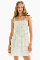 Robe en coton à corsage nid d'abeille