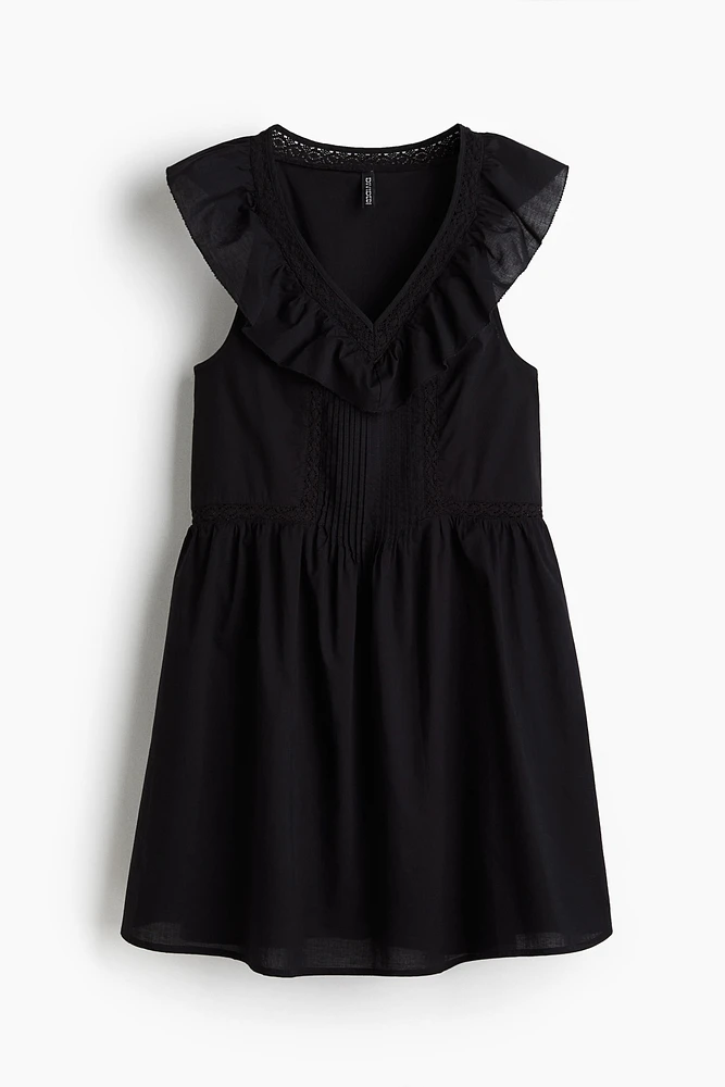 Ruffle-Trimmed Cotton Dress