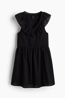 Ruffle-Trimmed Cotton Dress