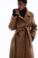 Wool-Blend Tie-Belt Coat