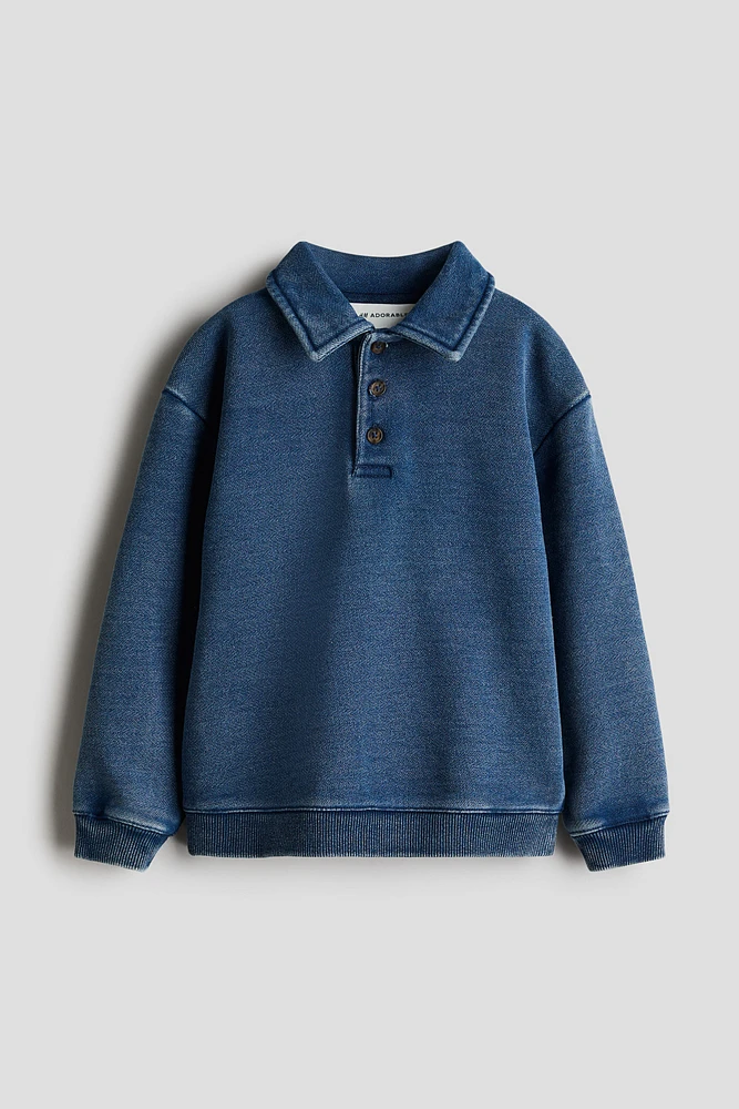 Cotton Sweatshirt Polo Shirt