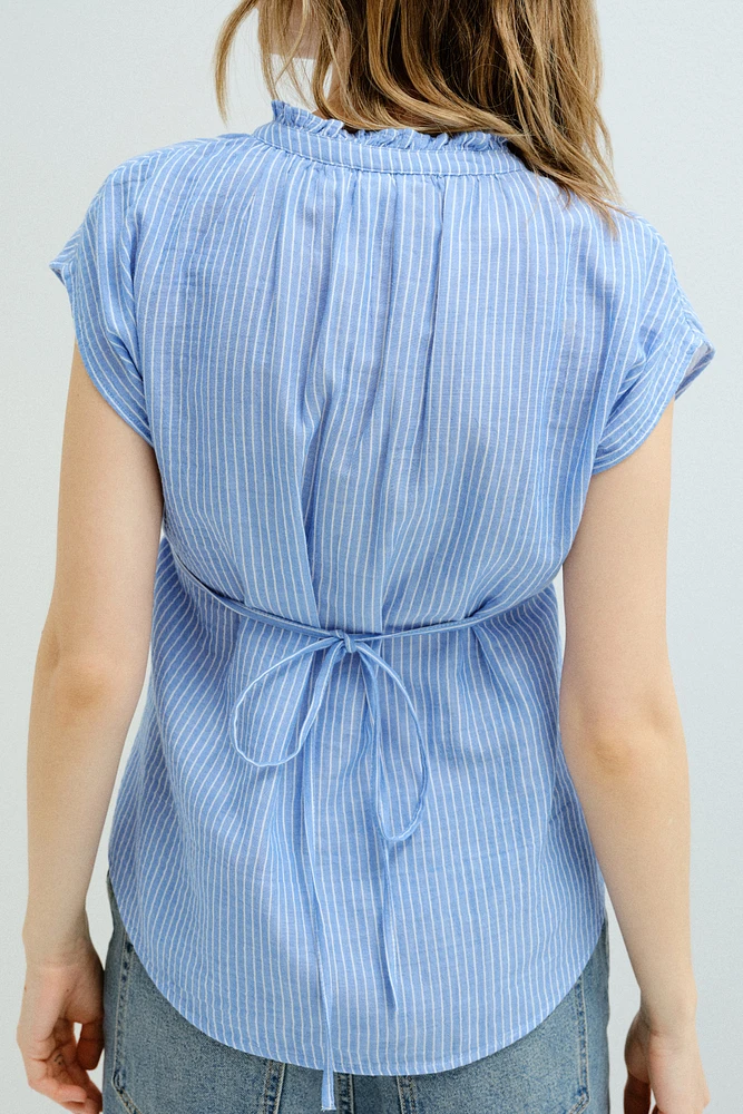 MAMA Tie-belt muslin blouse