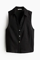 Sleeveless Linen-blend Shirt