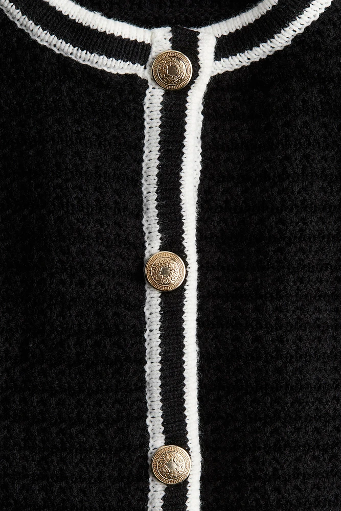 Textured-Knit Low-Cut Cardigan