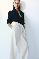 Linen-Blend Crop Pants