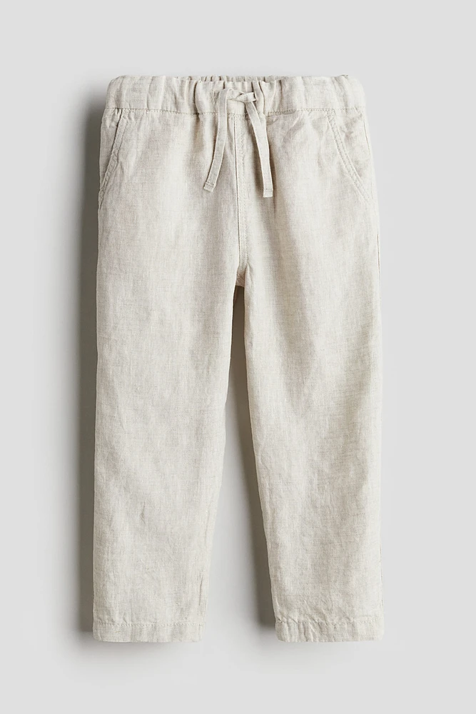 Pantalon en lin avec taille élastique