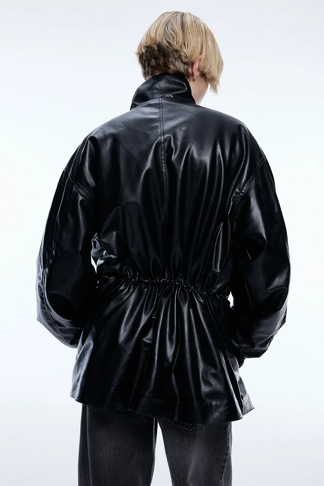 Drawstring-Detail Coated Jacket