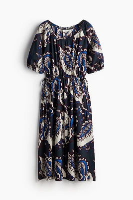 Drawstring-waist Cotton Dress