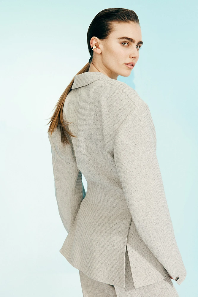 Wool-Blend Wide-Shoulder Blazer