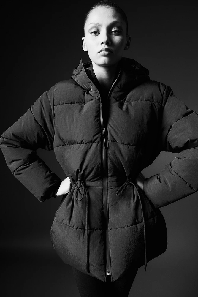 Oversized Drawstring-Waist Puffer Jacket