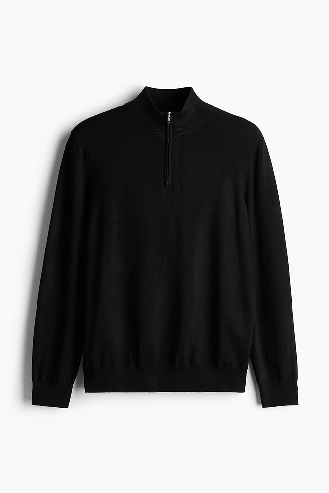 Slim Fit Half-Zip Fine-Knit Sweater