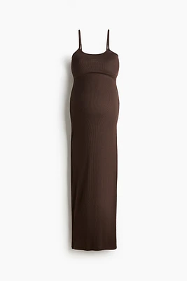 MAMA Rib-Knit Strappy Dress