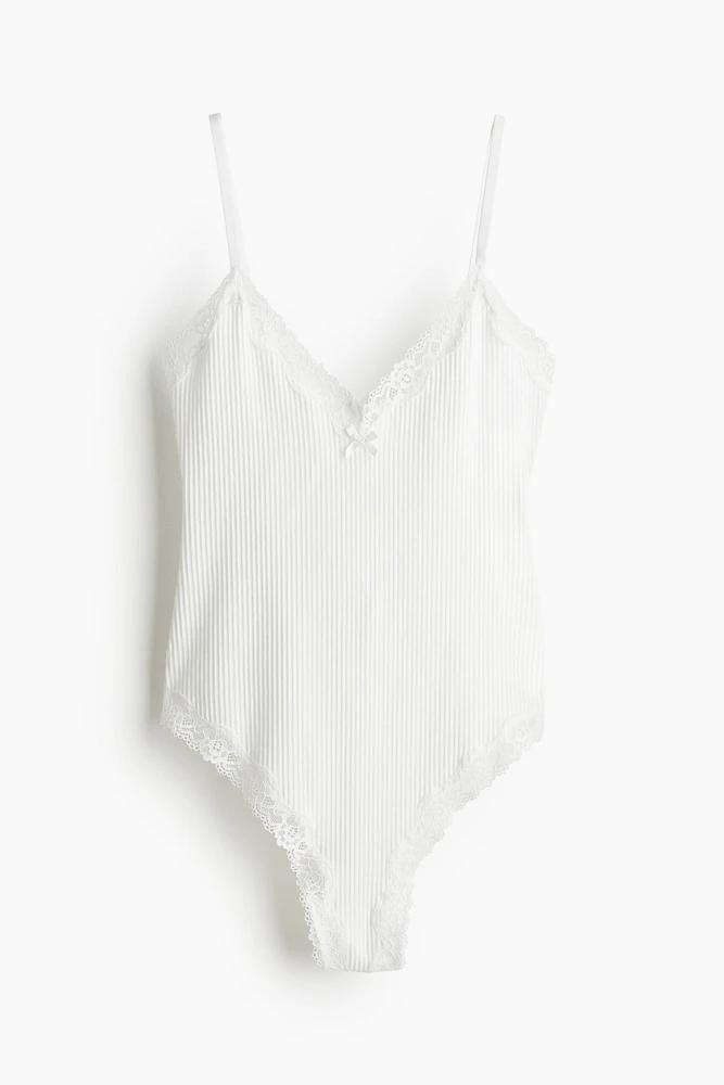 Lace-trimmed Cotton Bodysuit