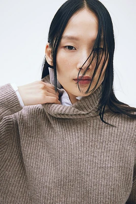 Rib-Knit Turtleneck Sweater