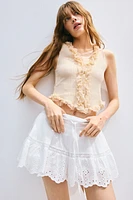 Camisole côtelée avec dentelle