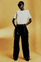 Coated Pants with Fringe