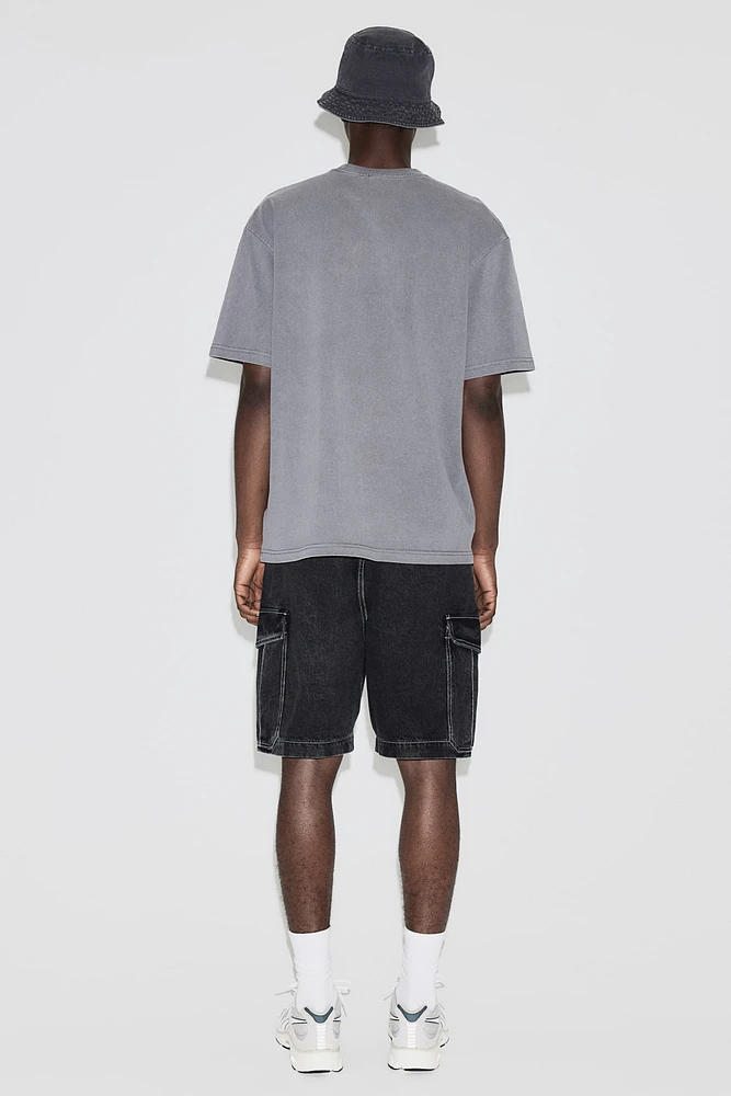 Loose Denim Cargo Shorts