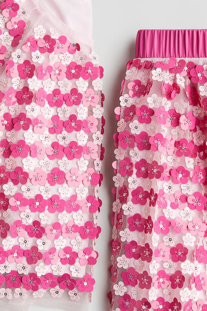 Ensemble 2 pièces à sequins avec haut et jupe