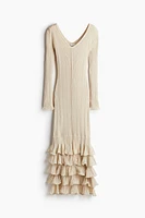 Flounced Rib-Knit Dress