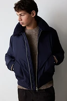 Regular Fit Bomber Jacket with Collar