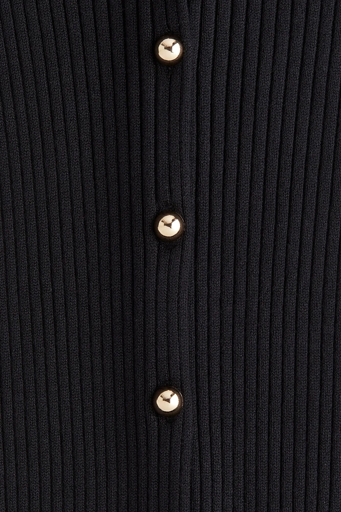 Rib-knit button-front dress