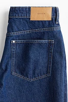 High-Waist Knee-Length Denim Shorts