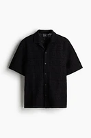 Regular Fit Crochet-look Resort Shirt