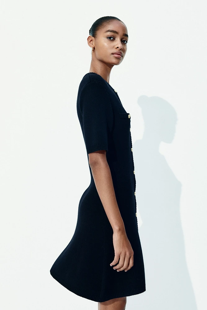 Rib-knit Button-front Dress