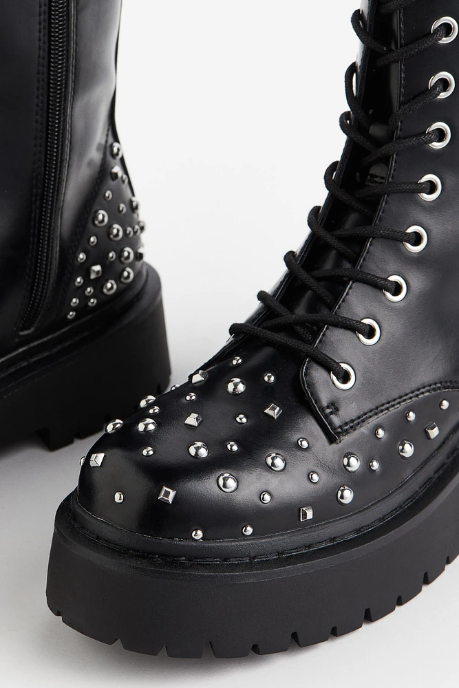 Studded Lace-up Boots