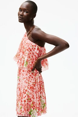 Pleated One-Shoulder Dress