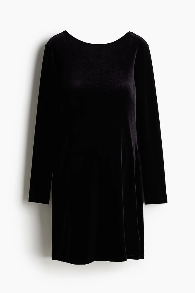 MAMA Velour Dress with Low-Cut Back