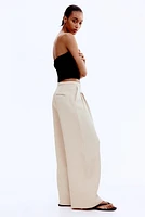 Wide-Leg Linen-Blend Pants
