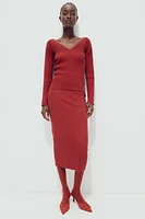 Rib-Knit Pencil Skirt