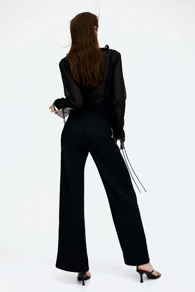 Wide-Leg Twill Pants