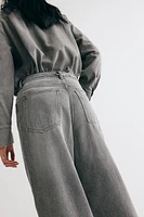 Wide-Leg Tie-Belt Jeans