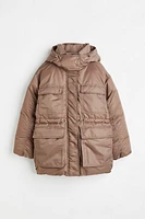 Drawstring-waist puffer jacket