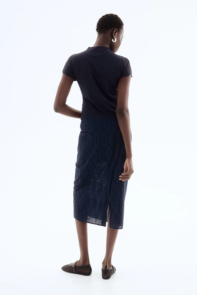 Eyelet-Embroidered Pencil Skirt